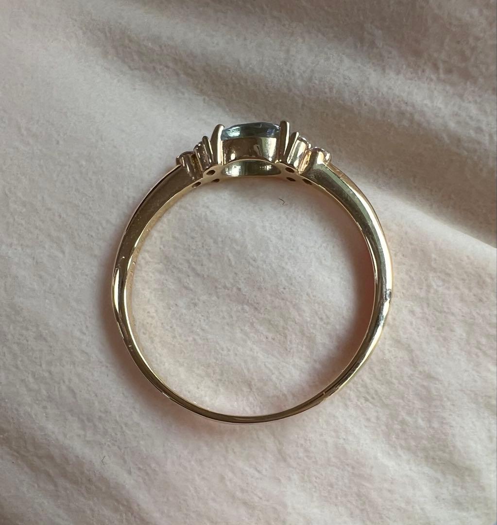 【新品】アクアマリン ダイヤモンド リング ♡ K18YG #16