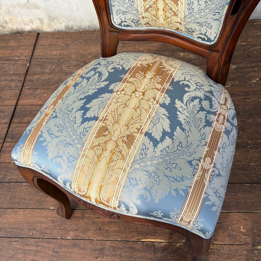 ②ビクトリアン装飾 花柄 木製ダイニングチェア 姫系 イタリア家具