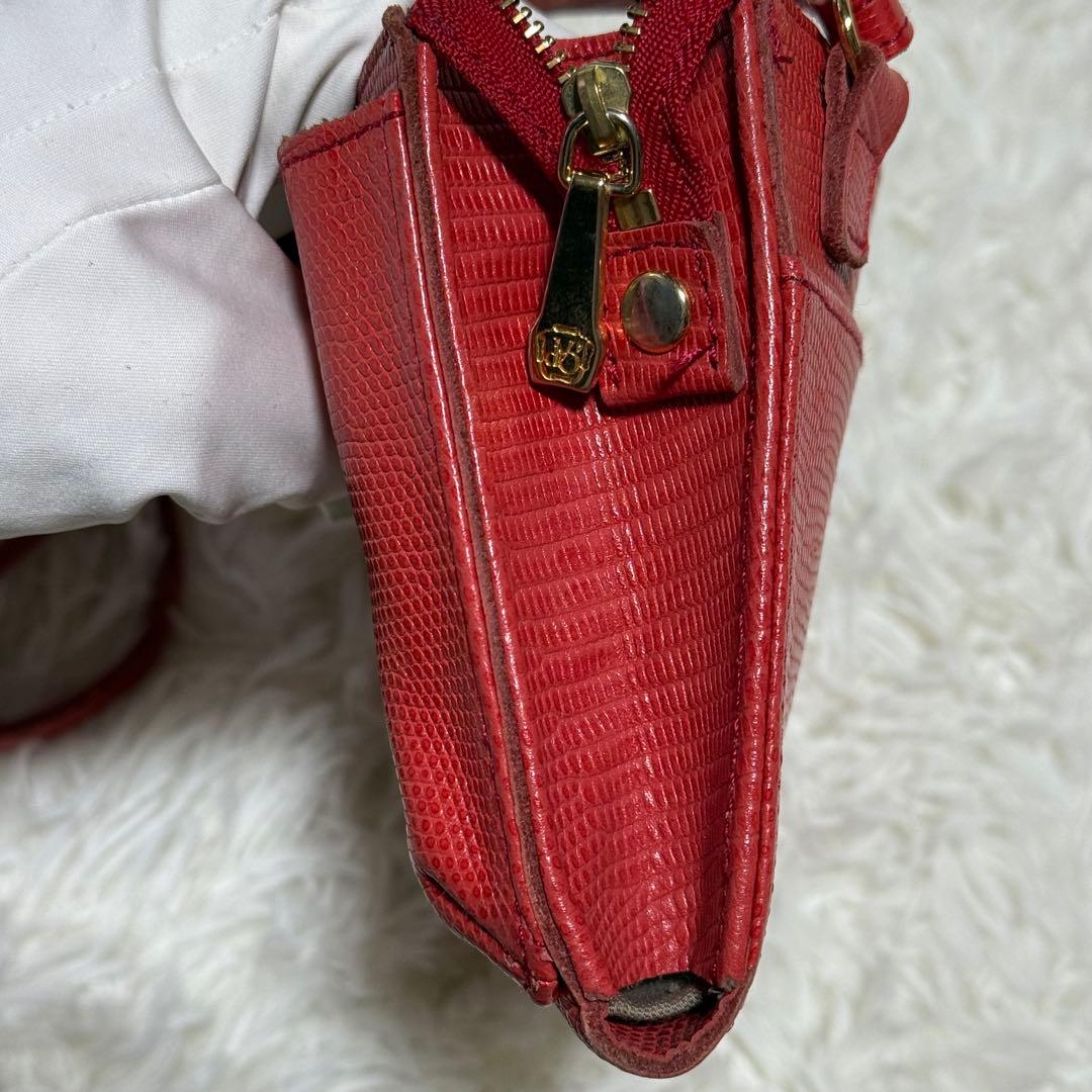 【✨美品✨】ヴィオラドーロ リザード型押しレザー 横型スマートフォンポシェット