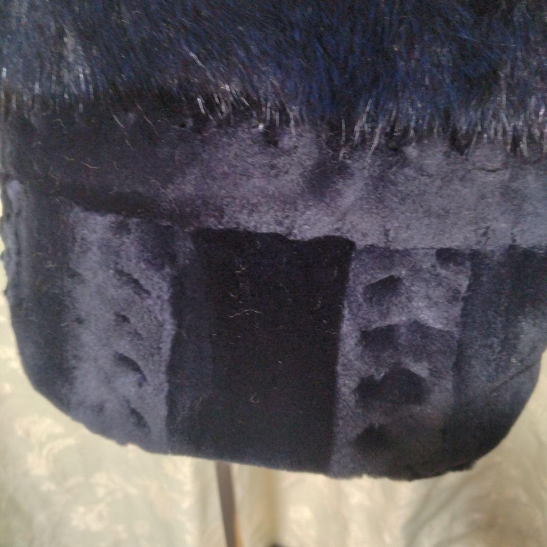 日本製✩新品未使用✩シェアードミンク✩ブルーフォックス✩ファーバッグ✩ネイビー系