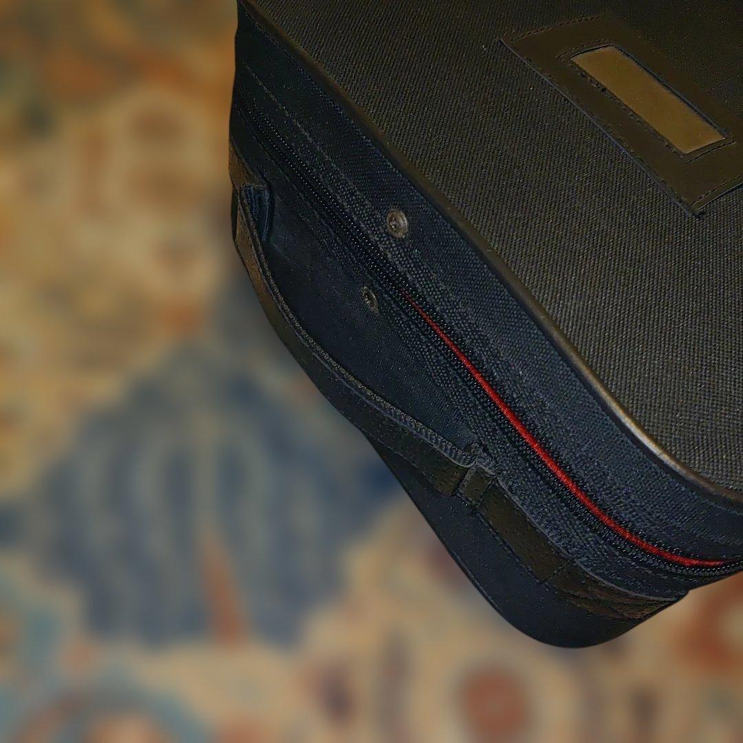 沖縄三線セミハードケース黒 赤内装 収納ポケット付き (B)