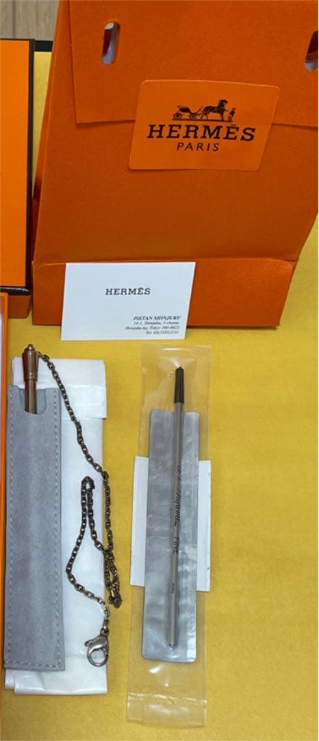 【新品本物】エルメス　シルバーチェーンボールペン　エス・テー・デュポン替芯2本付 新品本物】エルメス シルバーチェーンボールペン エス・テー・デュポン