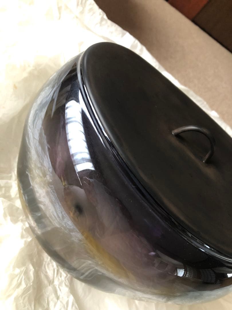 益田芳徳氏作 硝子の水指 共箱入 益田芳徳氏作 硝子