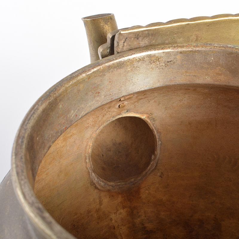 煎茶道具　黄銅　いぶし銀　彫金雲龍刻　湯沸し　薬缶　時代箱付　H　R6180B