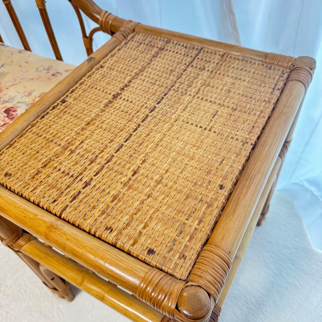 レア♡籐椅子 ラタンチェア サイドテーブル アンティーク レトロ クッション付