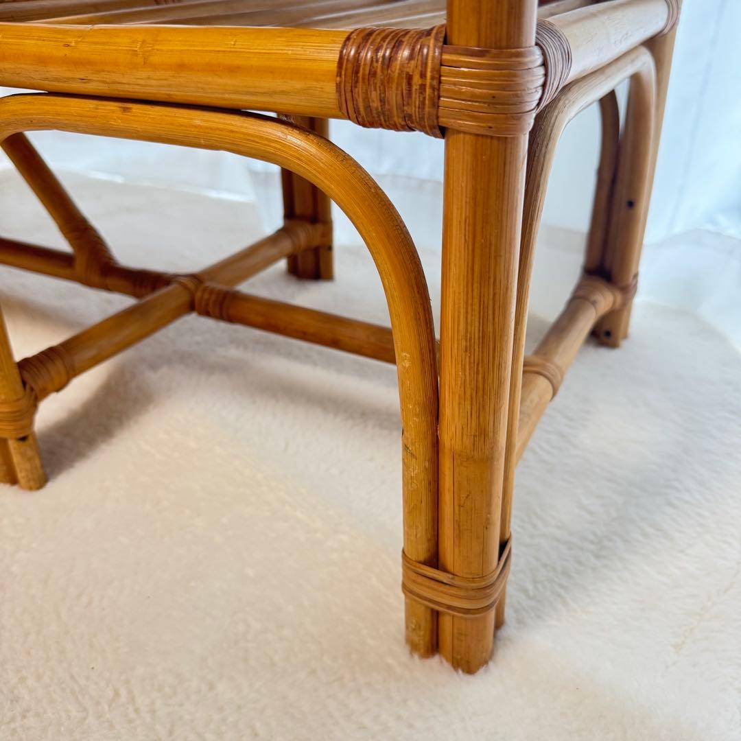 レア♡籐椅子 ラタンチェア サイドテーブル アンティーク レトロ クッション付