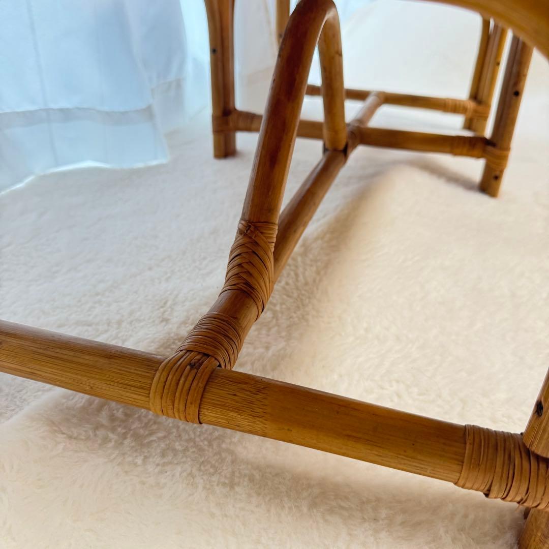 レア♡籐椅子 ラタンチェア サイドテーブル アンティーク レトロ クッション付