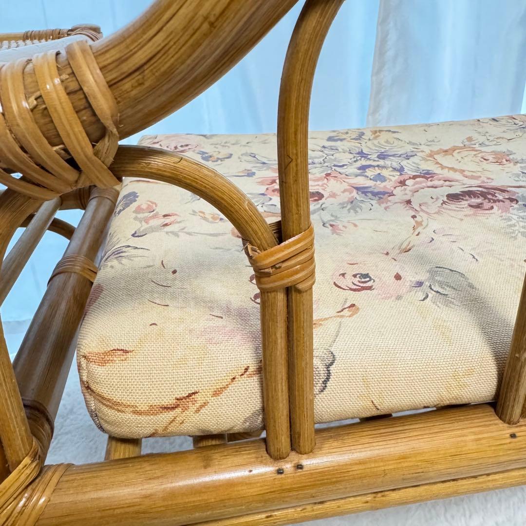 レア♡籐椅子 ラタンチェア サイドテーブル アンティーク レトロ クッション付