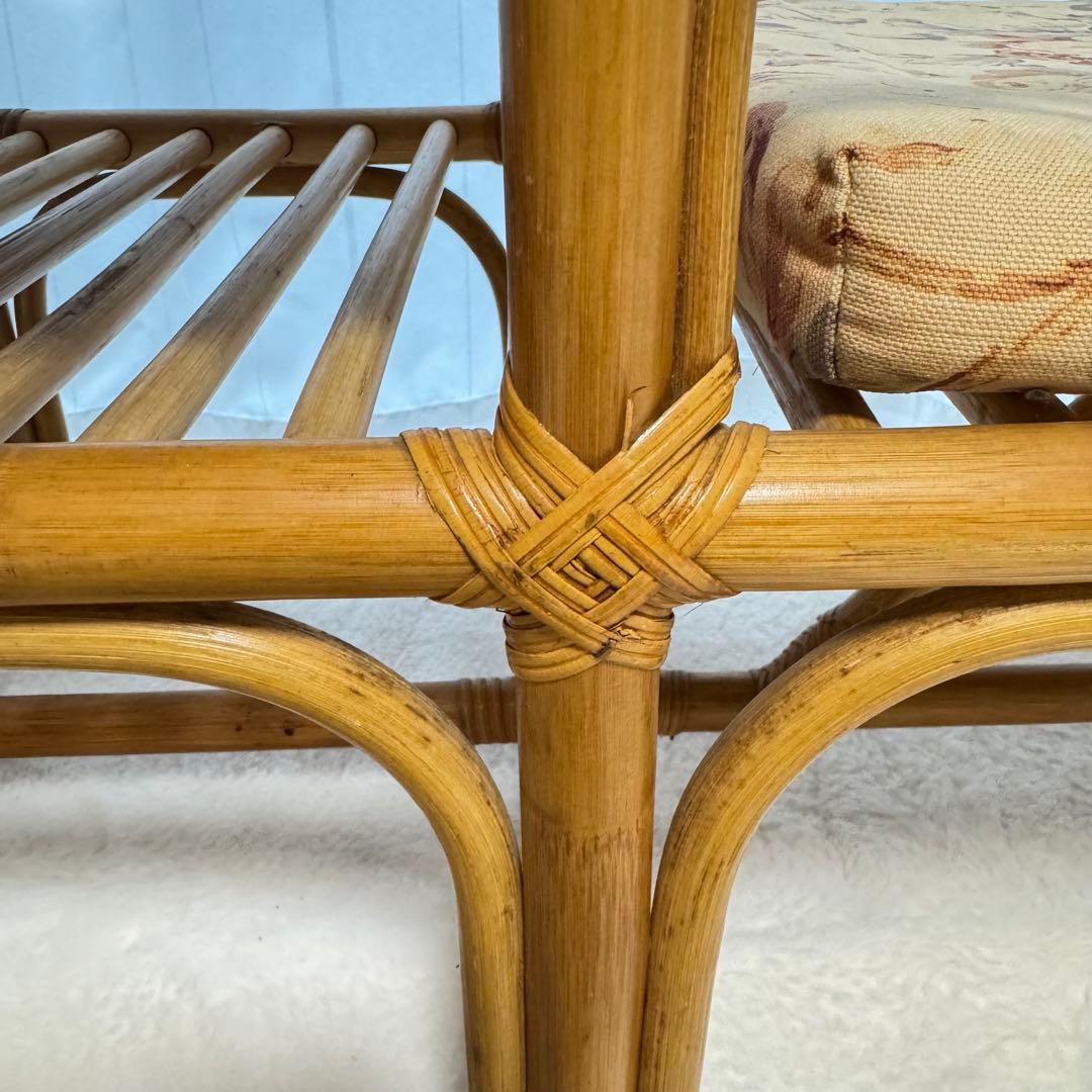 レア♡籐椅子 ラタンチェア サイドテーブル アンティーク レトロ クッション付