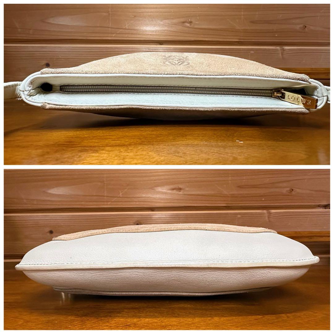 LOEWE ロエベ ミニサイズ ショルダーバッグ スエード レザー オフホワイト