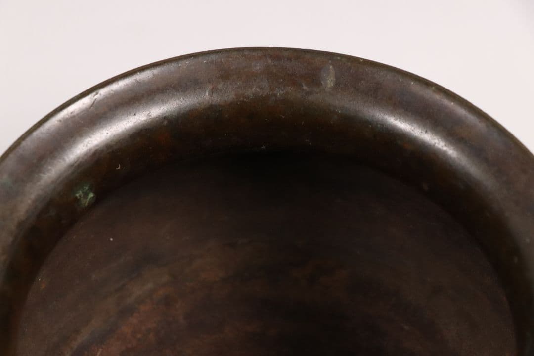 龍文堂 古銅 建水 こぼし 茶道具 煎茶 蝋型鋳造 中国 銅製 時代【MA461
