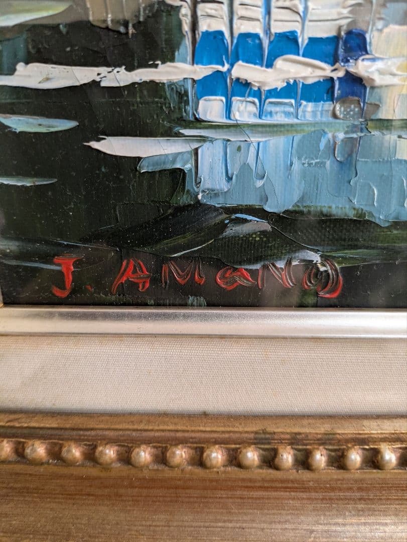 油絵　神戸港　肉筆　風景画　ポートタワー　メリケン波止場　昭和　絵画