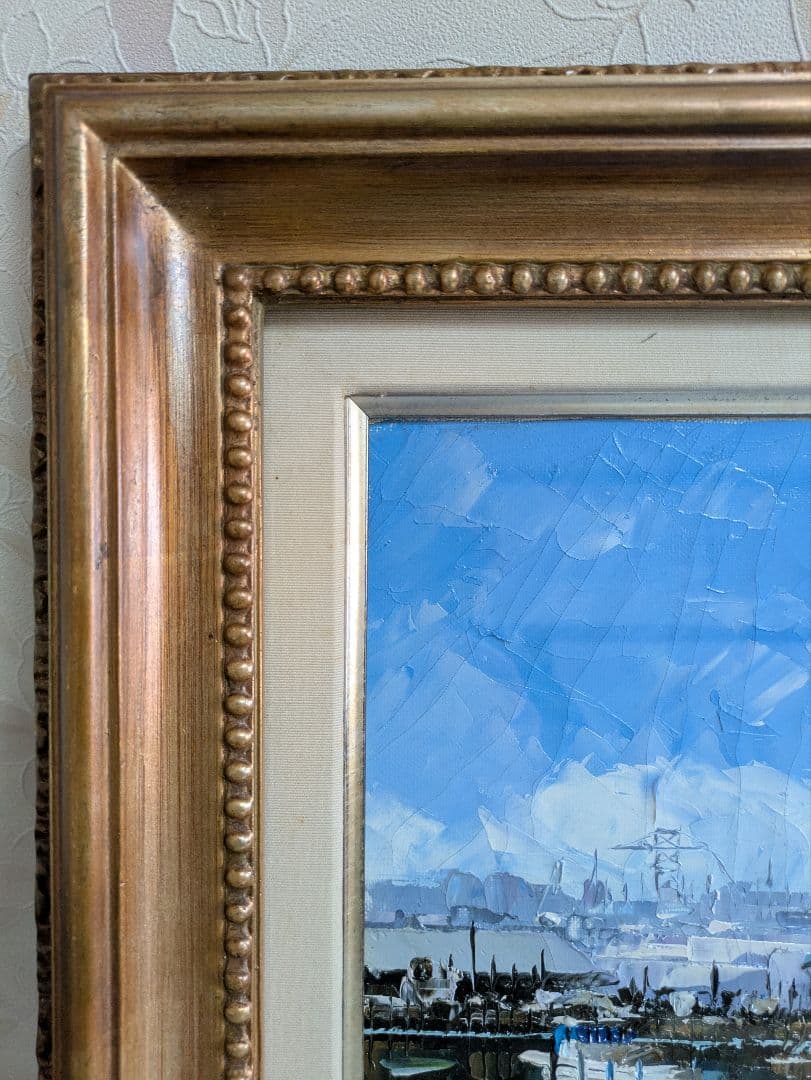 油絵 神戸港 肉筆 風景画 ポートタワー メリケン波止場 昭和 絵画