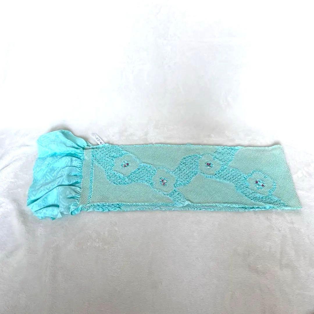 振袖用 加藤萬 伊達衿 ピンク・水色 リバーシブル 帯揚げ 総絞り