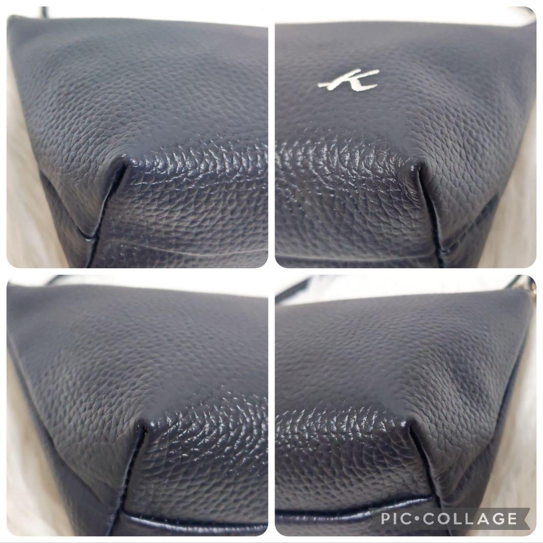 【極美品】キタムラ ショルダーバッグ 2way シュリンクレザー ロゴ刺繍