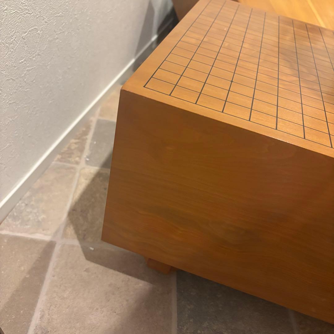 稀少！木製天然木 本榧 柾目 一枚物 脚付 碁盤 桐盤覆付厚21cm検囲碁本榧
