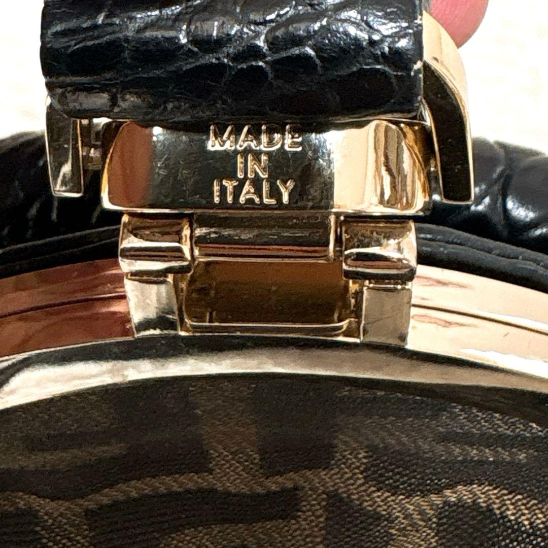 FENDI フェンディ スパイバッグ クロコ型押しレザー ブラック