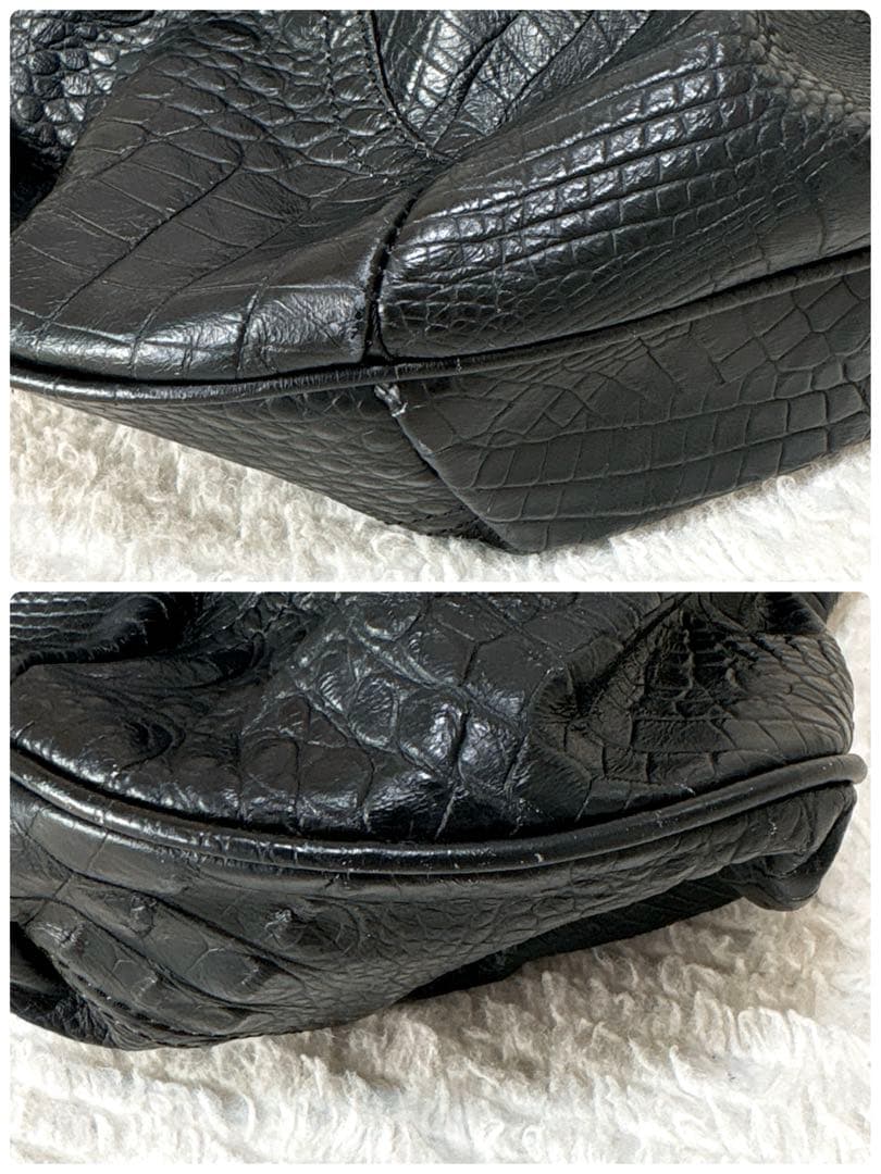 FENDI フェンディ スパイバッグ クロコ型押しレザー ブラック