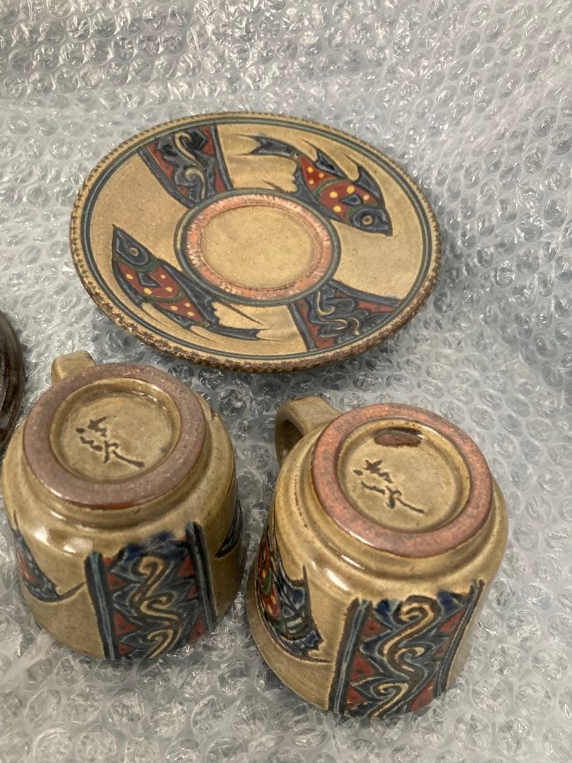 やちむん 希少 魚紋清次カップ ソ サ 工芸品沖縄やちむん 食器やちむん