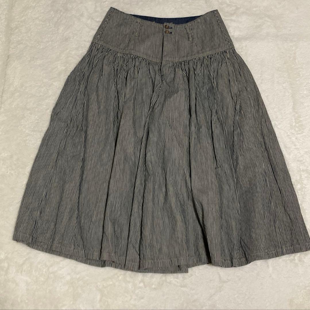 美品✨45R ゴマデニムのギャザーキュロットスカート