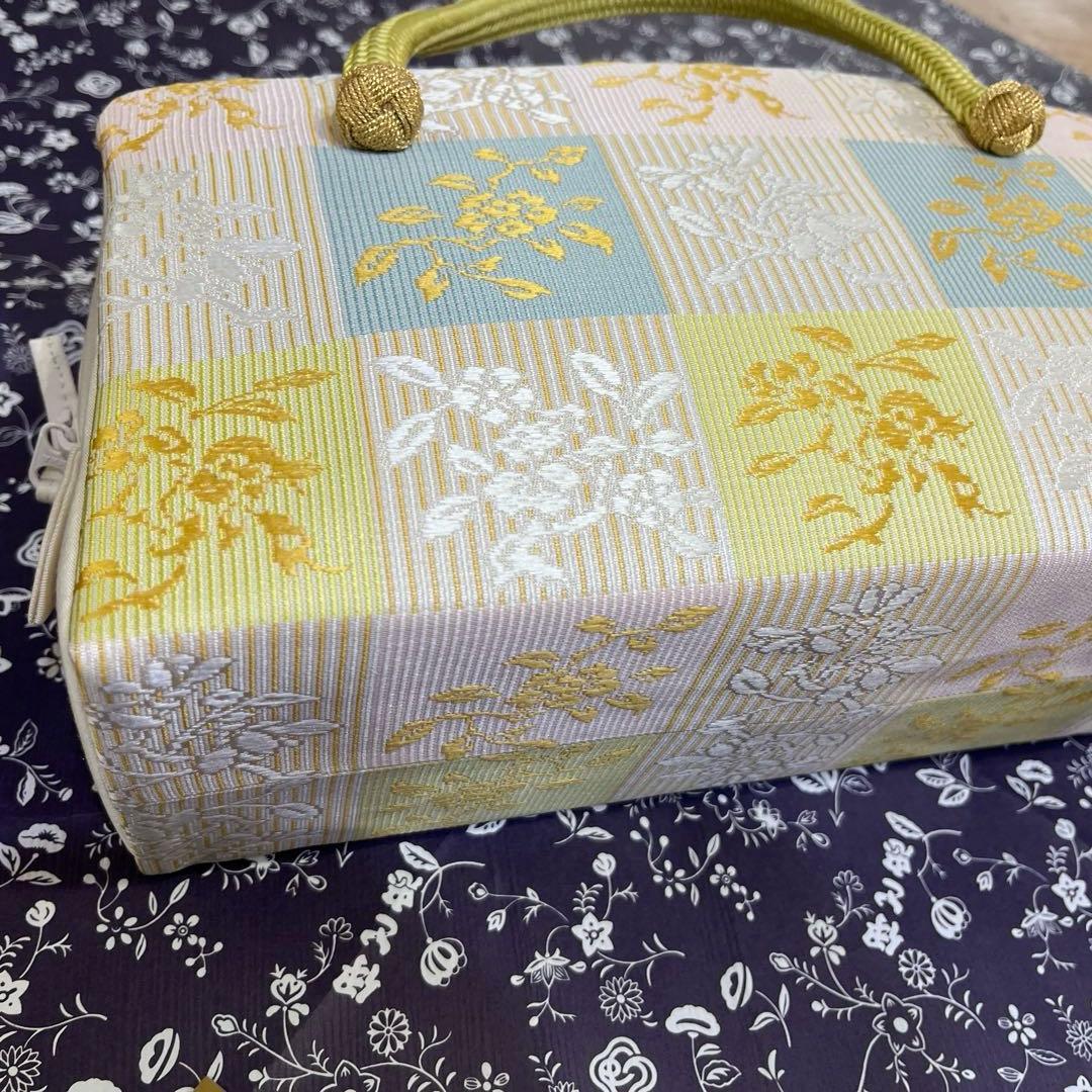 伊と忠　組紐持ち手　みその袋　和装バッグ