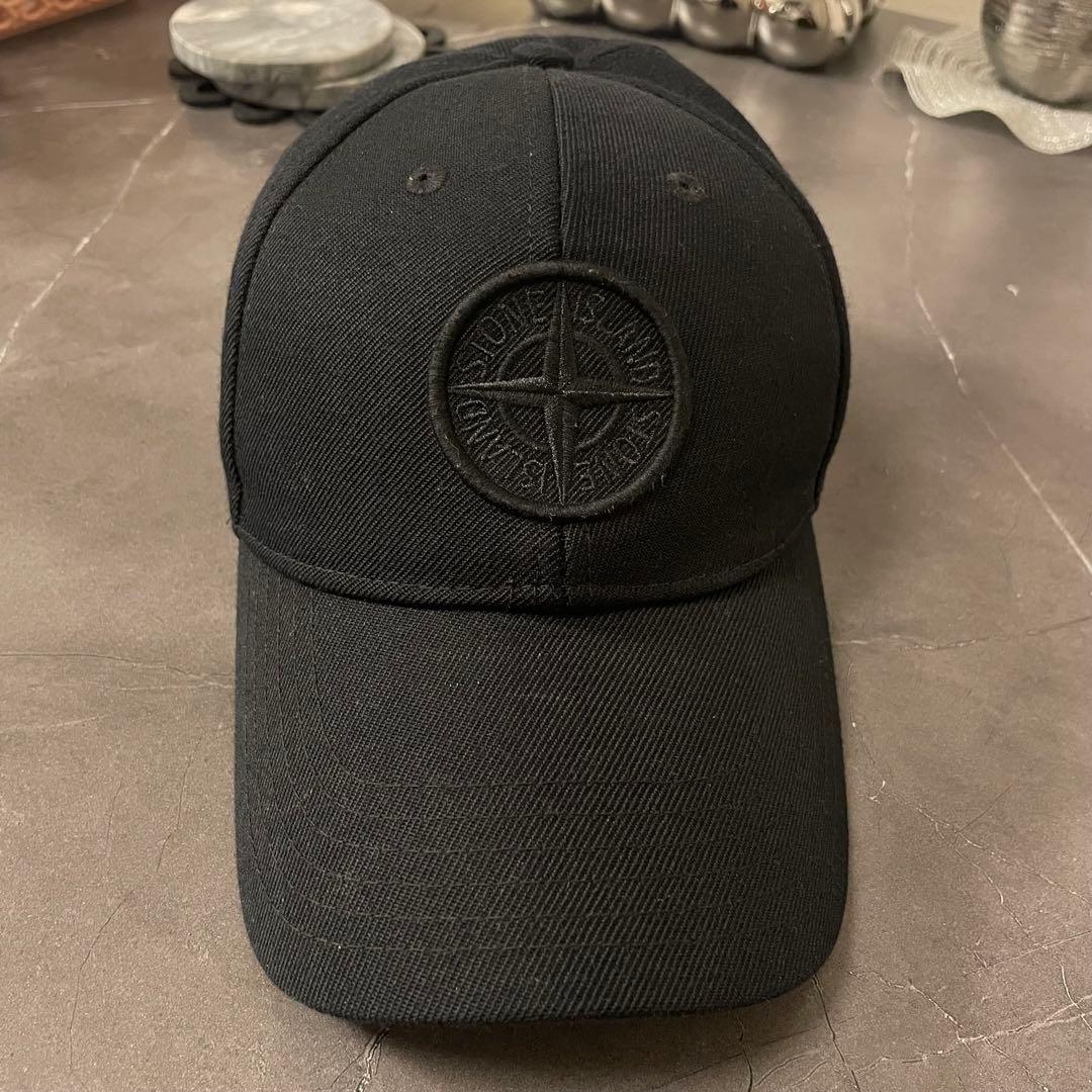STONE ISLAND ストーンアイランド キャップ 黒 ブラック 刺繍 - メルカリ
