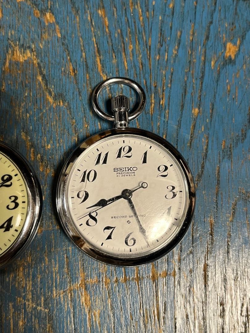 ＪＲ東海SEIKO 蓄光タイプ懐中時計と静局手巻き懐中時計　２個セット