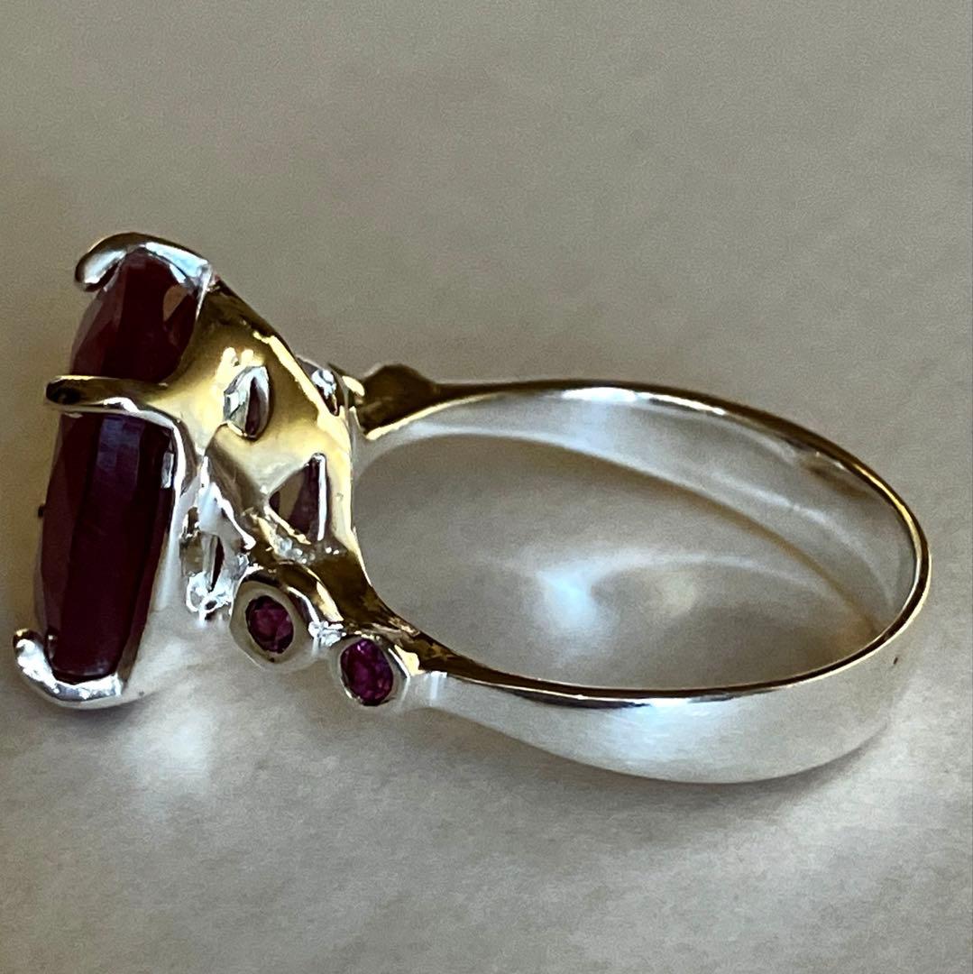 【訳あり】7ct ルビー・ロードライトガーネットリングK18WGヴェルメイユ