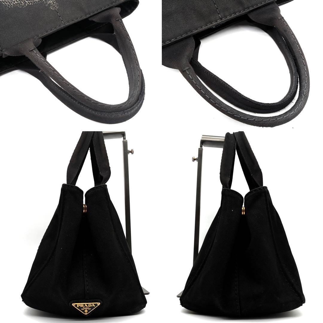 正規品 プラダ カナパ L ハンドバッグ 三角ロゴ 白タグ付 ユニセックス 黒