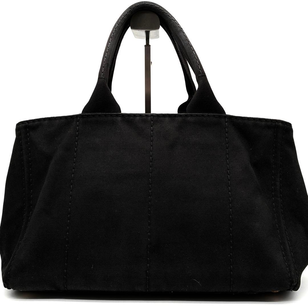 正規品 プラダ カナパ L ハンドバッグ 三角ロゴ 白タグ付 ユニセックス 黒