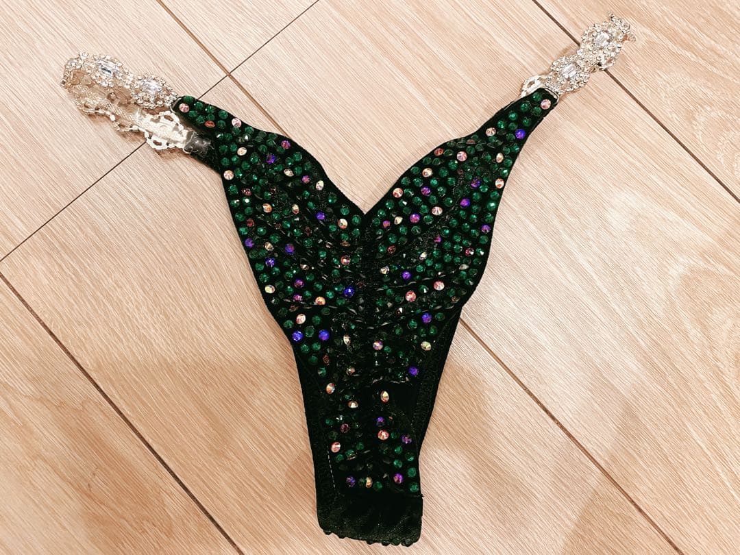 美品コンテスト用ビキニグリーン緑競技用サタスタFWJAPFキラキララインストーン