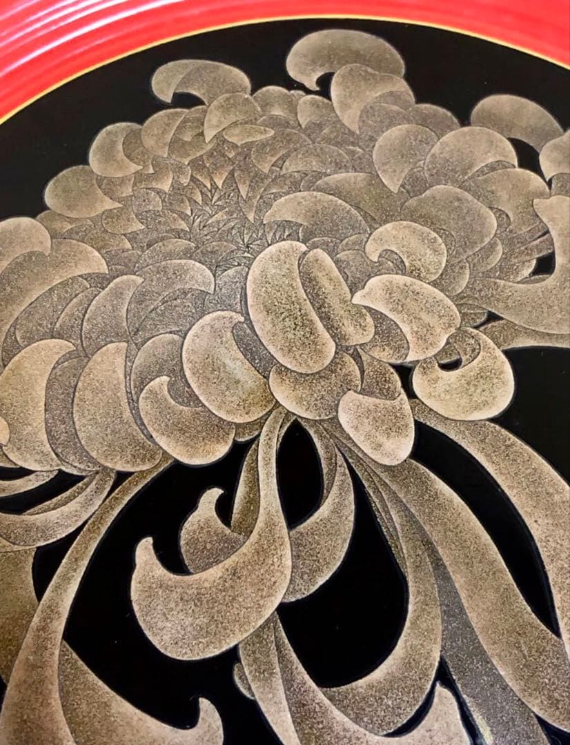 祖」菊花 蒔絵 菓子皿10客 横越 自入 共箱 (122A②)