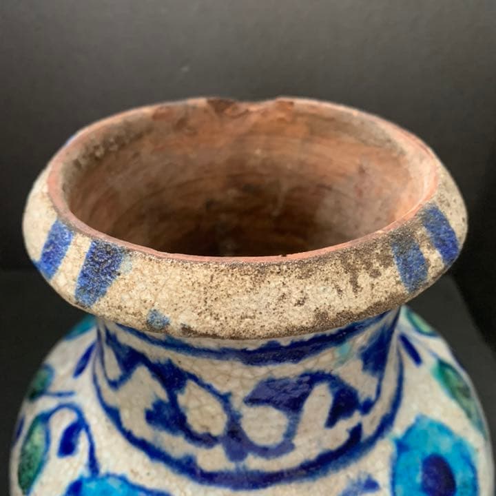 ペルシャ陶器 藍彩壷 ペルシャ 土器 彩文土器 古代土器 須恵器 古陶磁器