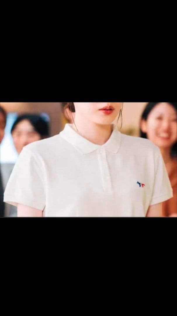 メゾンキツネ　トリコロールフォックス　ユニセックス　ポロシャツ　L　ホワイト