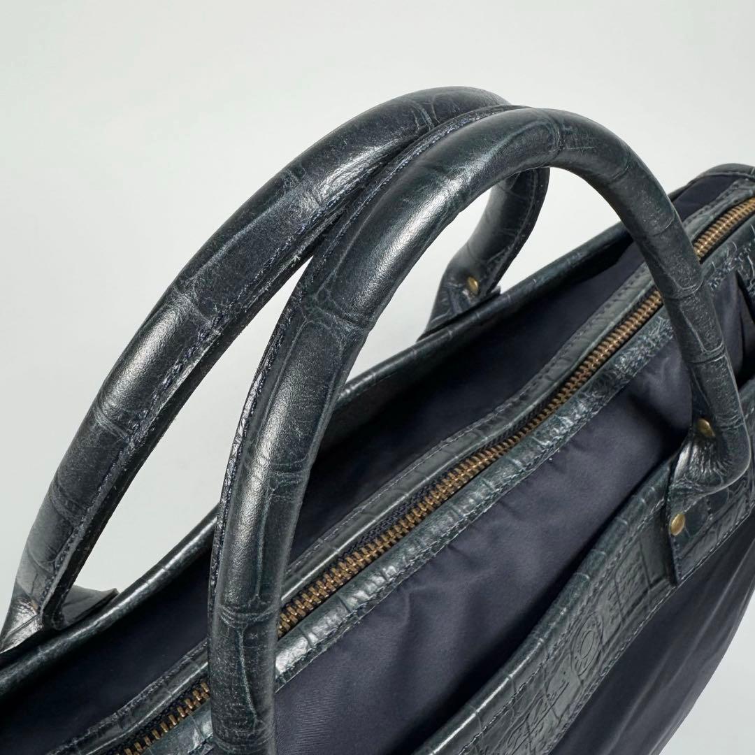 フェリージ ブリーフケース 1731 レザー クロコ A4 ネイビー ビジネス