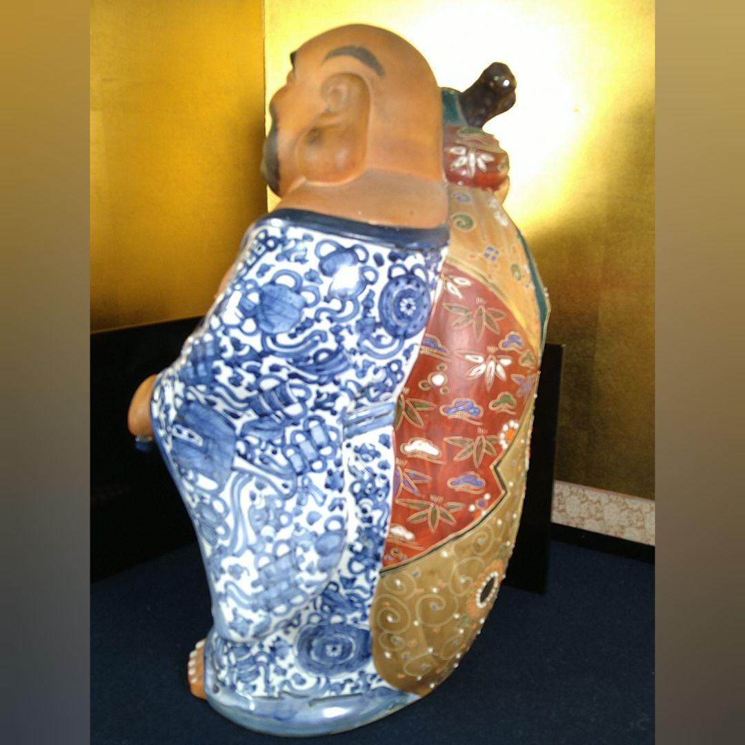 九谷焼布袋金彩色絵五彩染付七福神布袋様縁起物置物