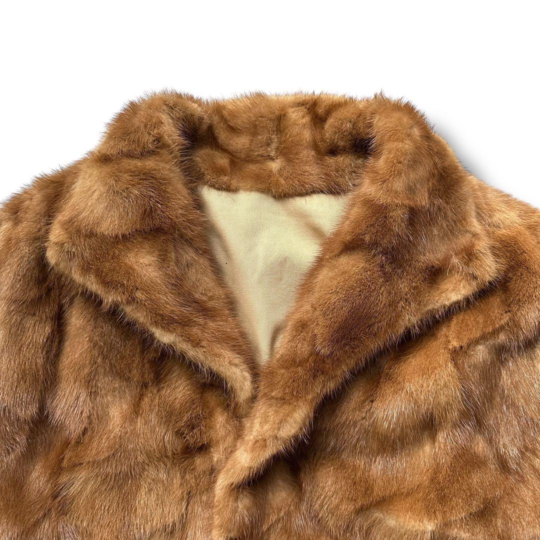 美品 メンズ ミンクファー リアルファーコート 本毛皮 フリーサイズ ブラウン