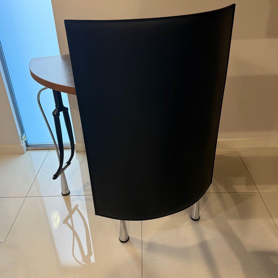 イタリア製 90年代ヴィンテージ 半円形デスク ミシン足と本革PCデスク