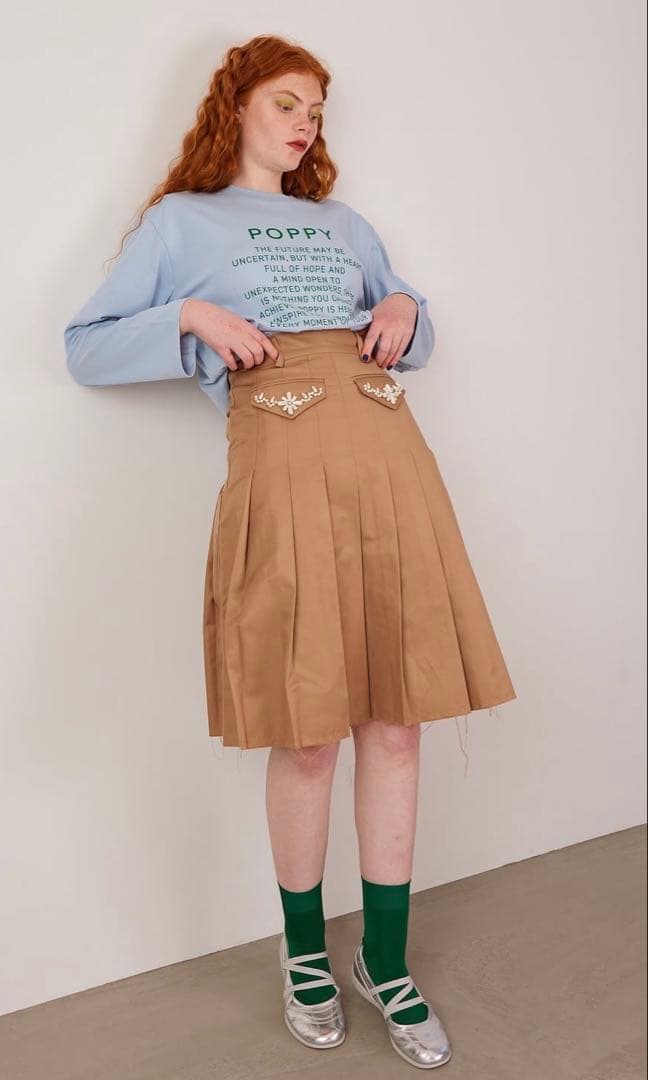 新品未使用 poppy ポピー プリーツスカート ベージュ