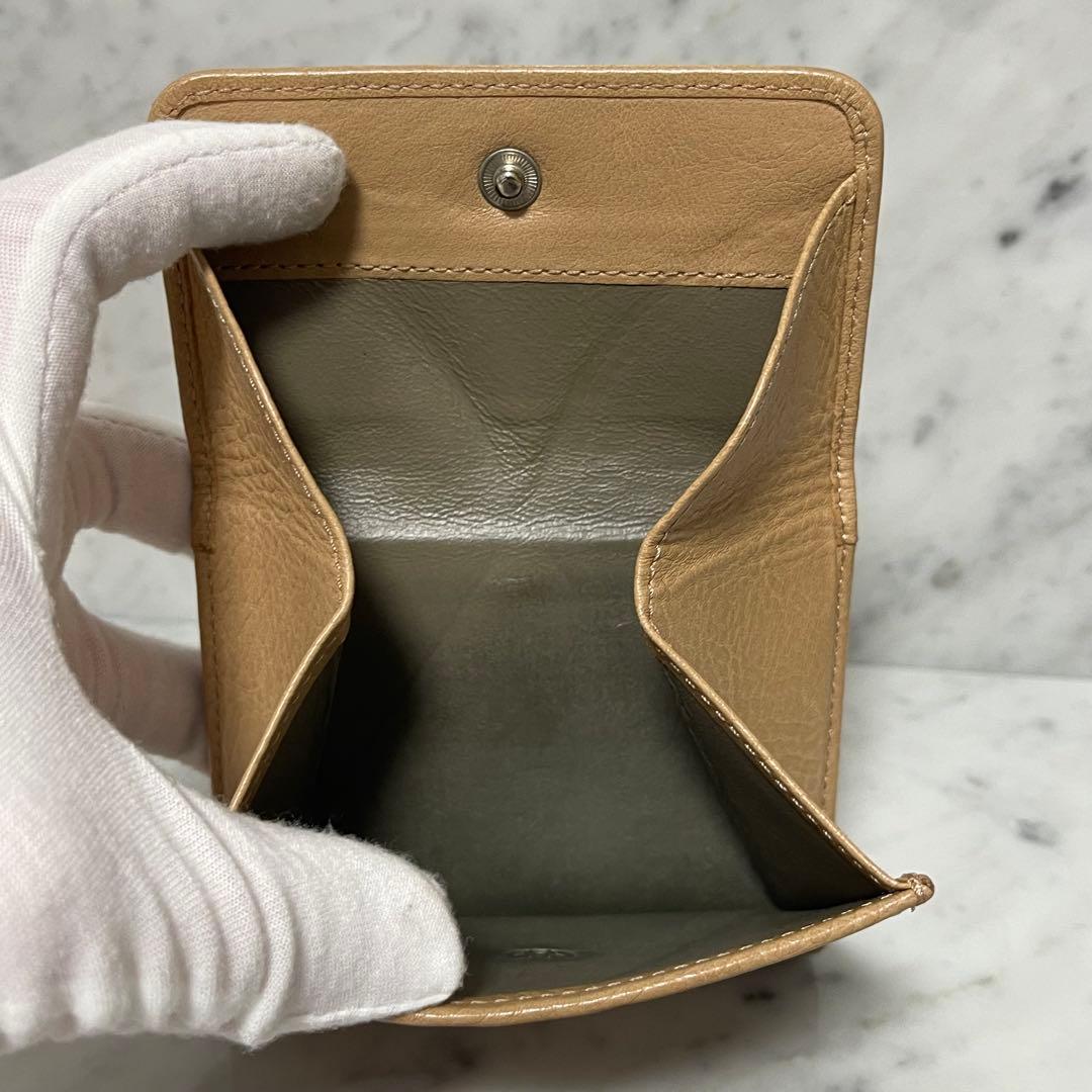 Italy イタリア製 HIROFU ヒロフ 二つ折り財布 ベージュ 本革 センプレ