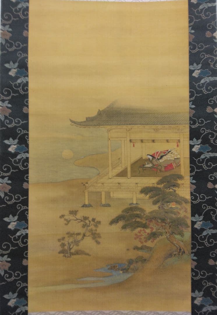 土佐光貞（隠し落款：光貞）美人画　歌仙図　浮世絵／絹本 掛軸　表装交換済