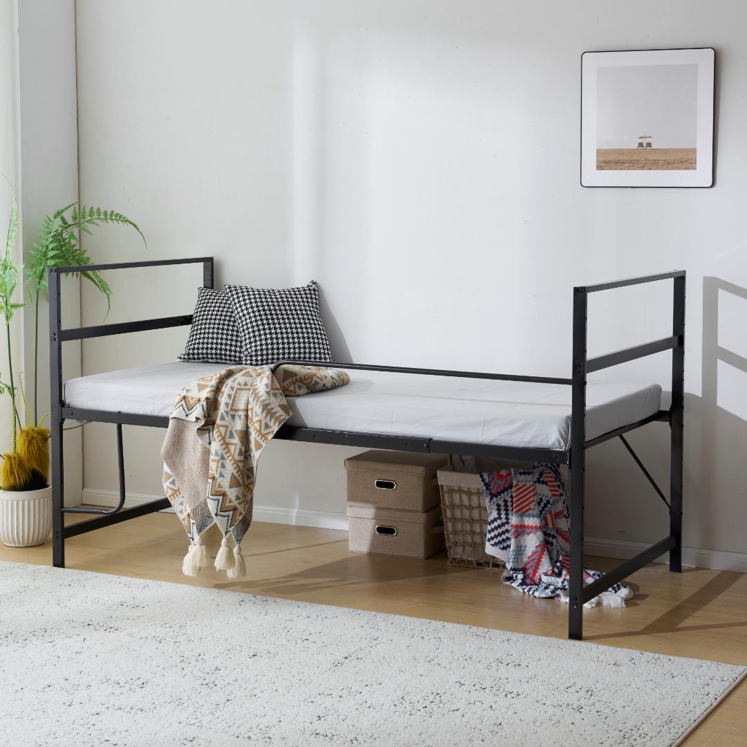 ロフトベッド パイプベッド シングル システムベッド ロータイプ Black
