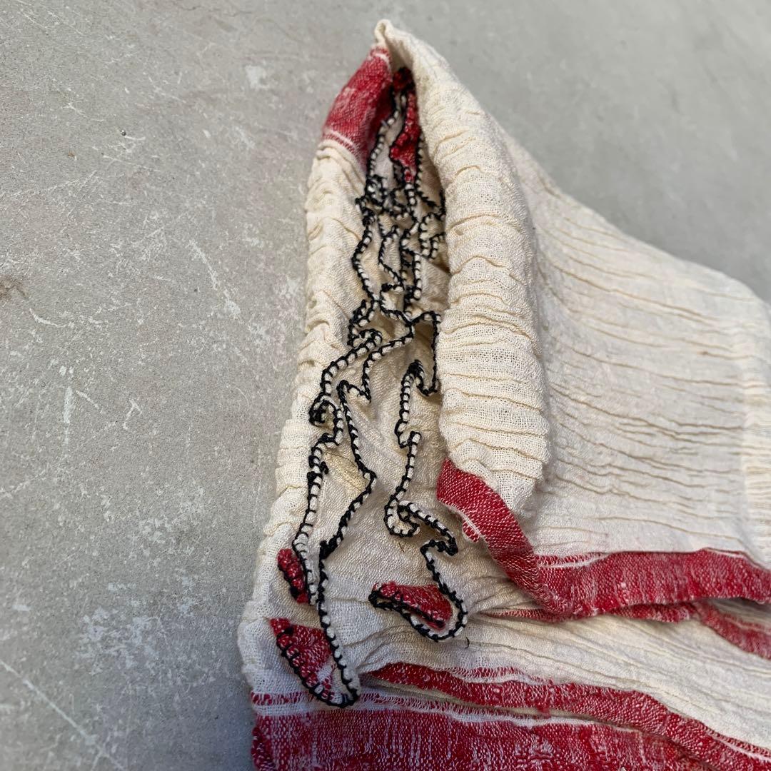 希少 トルコ antique ショール タオル 赤ライン