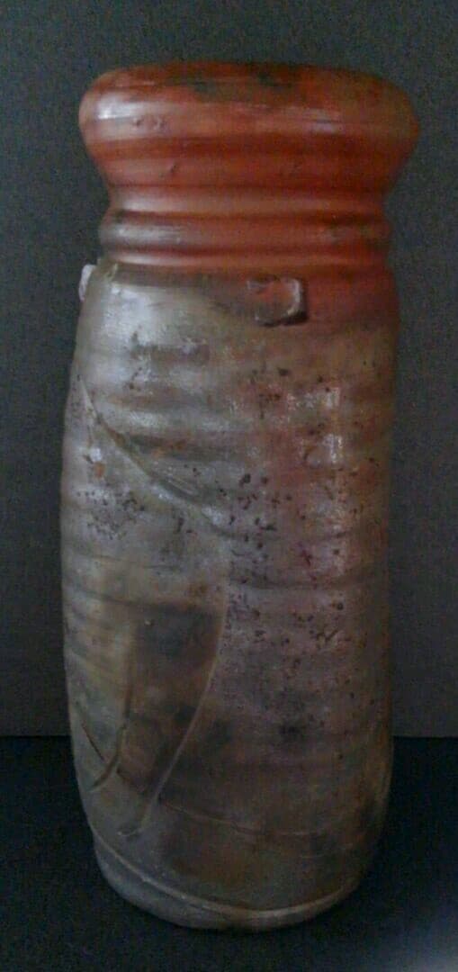 備前焼　木村陶峰作　窯変　ぼた餅　 花瓶　花入れ　共箱