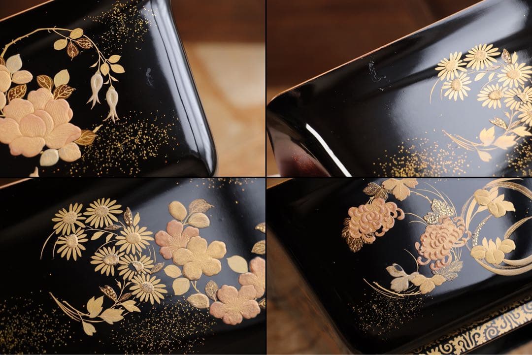 珍品　桃太郎蒔絵　盃洗　杯洗　一対　木箱　金蒔絵　木製漆器　時代物