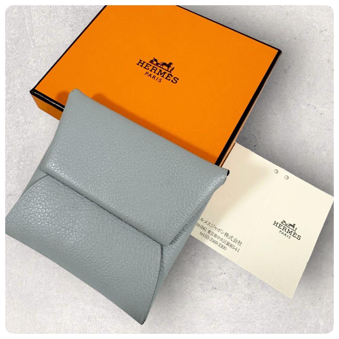 極美品✨HERMES エルメス バスティア 本革 ケース 小銭入れ グレー