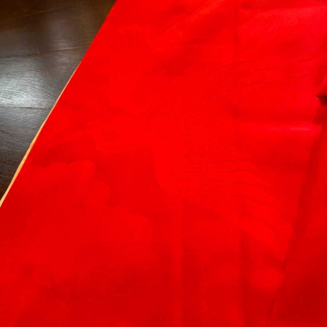 アンティーク 七五三 三歳 着物 被布 小物一式 フルセット 赤 鶴 正絹