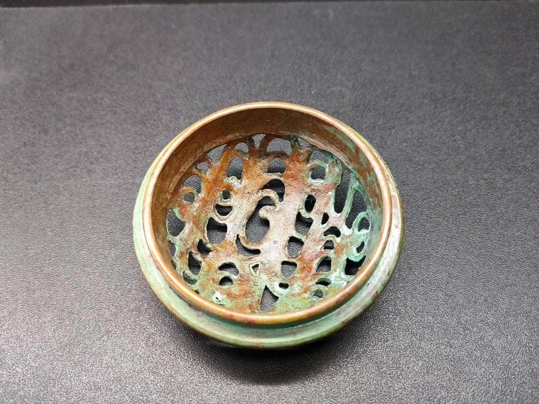 高岡銅器 香炉 須賀月芳 造 蝋型鋳銅 三友文香炉 松竹梅紋様