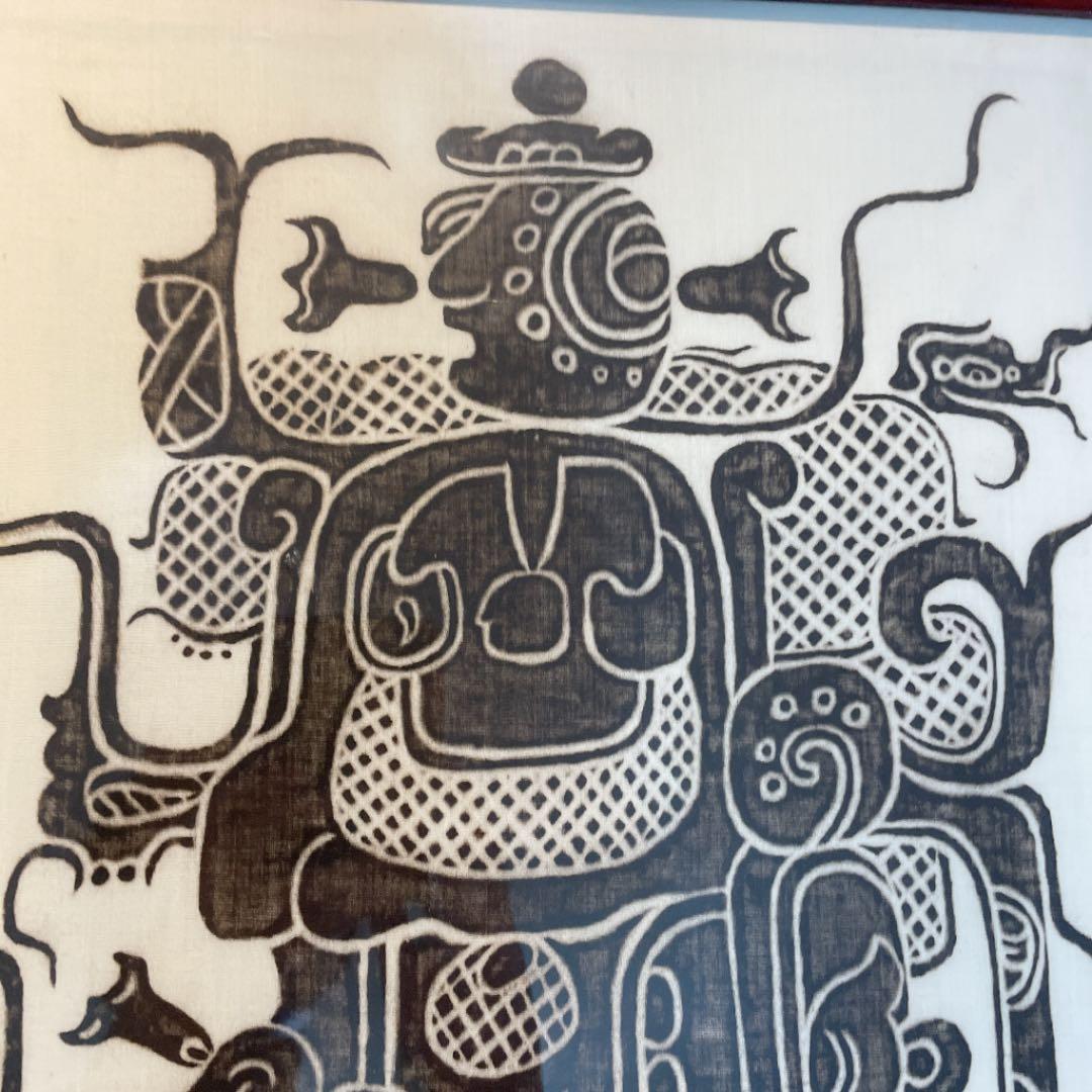 美品】パレンケ メキシコ 布絵 チャク神