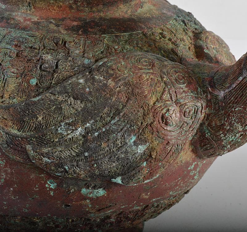 中国 古銅青銅 饕餮文神獣形 持ち手付尊 M R4502 - メルカリ